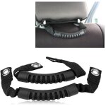 2pcs car rear seat back headrest grab handle set with hole (black)