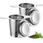 2pcs filtre a the avec poign�es & couvercle, infuseur � th�, filtre the pour tasse, passoire � th�, th� ...