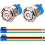2pcs interrupteur � bouton poussoir � verrouillage 1no1nc acier inoxydable etanche 220v - 230v / 5a interrupte ...