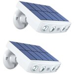 2pcs lampes solaires d'ext�rieur, projecteurs � d�tecteur de mouvement avec conception de cam�ra de s�curit� ...