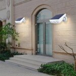 2pcs lampes solaires d'extrieur, projecteurs  dtecteur de mouvement avec conception de camra de scurit ...