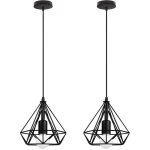 2pcs lampes suspendues r�tro noires 20cm suspension luminaire en forme de diamant plafonnier vintage ...