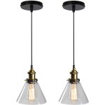 2pcs lustre r�tro suspension luminaire d'int�rieur industriel e27 plafonnier en verre noir pour chambre ...