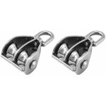2pcs m15 bloc de poulie double en acier inoxydable 304 pivotant double poulie de levage