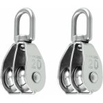 2pcs m20 bloc de poulie double en acier inoxydable 304 pivotant double poulie de levage