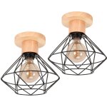 (2pcs) plafonniers modernes cage en métal lampe de plafond d'intérieur e27 noir luminaire plafonnier ... (2pcs) plafonniers modernes cage en métal lampe de plafond d'intérieur e27 noir luminaire plafonnier ...