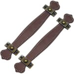 2pcs poign�es de tiroir en cuir poign�e de valise vintage poign�e pour meuble armoire avec vis - marron(128mm) ...