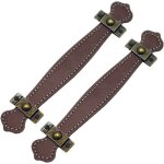 2pcs poignes de tiroir en cuir poigne de valise vintage poigne pour meuble armoire avec vis - marron(128mm) ...