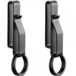 2pcs porte cl� clip, porte - cl�s tactique avec 4pcs anneaux, en acier inoxydable pour ceinture de hommes ...