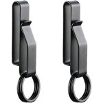 2pcs porte cl� clip, porte - cl�s tactique avec 4pcs anneaux, en acier inoxydable pour ceinture de hommes ...