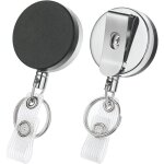 2pcs porte - cls retractable(noir), porte badge enrouleur, porte clef enrouleur badge heavy duty avec ...