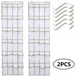 2pcs range chaussures  suspendre sur la porte, sac de rangement suspendu avec 24 poches, rangement de ...