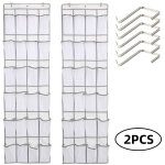 2pcs range chaussures � suspendre sur la porte, sac de rangement suspendu avec 24 poches, rangement de ...