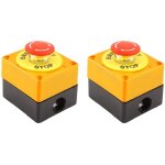 2pcs rouge champignon arr�t d'urgence coupure interrupteur � bouton - poussoir no nc 22mm cnc gecko