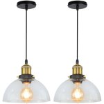2pcs suspension luminaire d'intrieur industriel e27 plafonnier en verre noir lustre rtro pour chambre ...