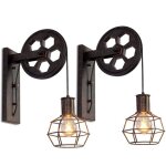 2x applique murale industrielle poulie vintage lampe de mur luminaire int�rieur pour chambre salon restaurant, ...