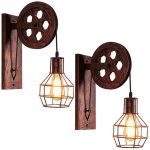 2x applique murale industrielle poulie vintage lampe de mur luminaire int�rieur pour chambre salon restaurant, ...