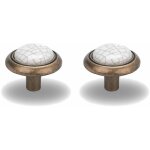 Cyclingcolors - 2x bouton de tiroir finition laiton porcelaine cramique 24mm meuble vintage antique ...