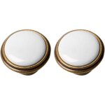 2x bouton de tiroir finition laiton porcelaine c�ramique 35 mm avec vis meuble vintage antique style ...