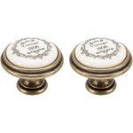 2x bouton de tiroir finition laiton porcelaine c�ramique 35 mm avec vis meuble vintage antique style ...