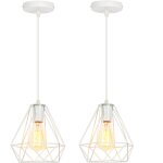 2x m�tal diamant 20cm lustre industriel vintage lampes suspendues rustique plafonnier moderne pour salle ...