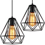 2x m�tal diamant 20cm lustre industriel vintage lampes suspendues rustique plafonnier moderne pour salle ...