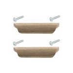 2x poign�e de meuble en bois finition ch�ne brut entraxe 96mm longueur 155mm hauteur 30mm avec vis placard ...