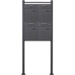 Wiltec - 2x2 boite aux lettres v51 anthracite avec pied de support fentre de visualisation porte - nom ...