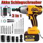 Dayplus - 3 en 1 perceuse - visseuse  percussion sans fil 3000w kit visseuse sans fil en coffret avec ...