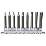 3 / 8' jeu de douilles tournevis torx percé chromeplus, longues, 9 pcs tb20 - tb60 3 / 8' jeu de douilles tournevis torx percé chromeplus, longues, 9 pcs tb20 - tb60