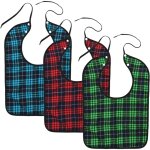 [jamais utilis] lot de 3 bavoir adulte, bavoirs  plaid avec boutons - pression, bavoirs adultes pour ...