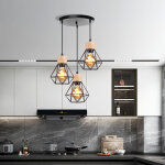 3 lampes lustre suspension industrielle moderne plafonnier avec base ronde abat - jour en forme diamant ...
