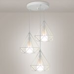 3 lampes lustre suspension style industriel vintage e27 lampe de plafond en cage diamant 25cm en mtal ...