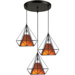 3 lampes suspension vintage 25cm lustre suspension fer abat - jour en forme diamant luminaire salle  ...