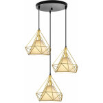 3 lampes suspension vintage 25cm lustre suspension fer abat - jour en forme diamant luminaire salle � ...