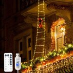 3 m guirlande lumineuse � led en forme d'�chelle de p�re no�l, avec p�re no�l grimpant, 8 modes, fonction ...