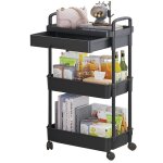 3 niveaux chariot de rangement  roulettes rangement livre desserte  roulettes cuisine etagere roulette ...