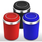 3 pcs cendrier de voiture avec lumi�re led bleue, anti - odeurs, sans fum�e, avec couvercle, mini poubelle ...