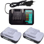 Powerwings - 3 pi�ces) 2x batterie bl1413g 14, 4v 1, 3ah & chargeur dc18wa 14, 4v & 18v pour makita 196375 ...