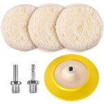 3 pi�ces 7 pouces tampon de polissage en laine roue de polissage pour perceuse � polir avec adaptateur ...