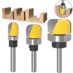 3 pi�ces fraise bois fond rond, xu, fraise defonceuse 6mm, m�ches carbide router bits outils de travail ...