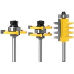 3 pi�ces jeu de m�ches de ciseau en carbure � queue de 6 mm, coupe - joint r�versible � colle � doigts, ...