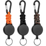 3 pi�ces mousqueton avec enrouleur, c�ble en acier de 60 cm, porte clef ceinture r�tractable - lntyq