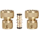 3 pices raccord rapide en laiton 3 / 4', kit de raccord de tuyau d'arrosage, 2 raccords rapides 3 / ...