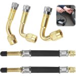 3 pi�ces rallonge extension valve pneu, 45� 90� 135� air pneu valve de adaptateur avec 2 extensions de ...