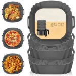 3 pi�ces silicone moule air fryer accessoires, r�utilisable friteuse air chaud silicone papier cuisson ...