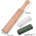 3 pi�ces strops en cuir kit, paddle strop en cuir double face bloc de blocage avec blanc vert polissage ...