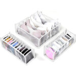3 s�parateurs de tiroir en maille nylon, pliables et l�gers, pour sous - v�tements, soutiens - gorge ...