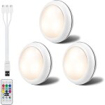3 veilleuses led rechargeables pour armoire, t�l�command�e avec minuterie multicolore, veilleuse de chevet ...