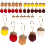30 pi�ces feutre gland ornements multicolores d�corations suspendues avec corde de lin pour les vacances ...